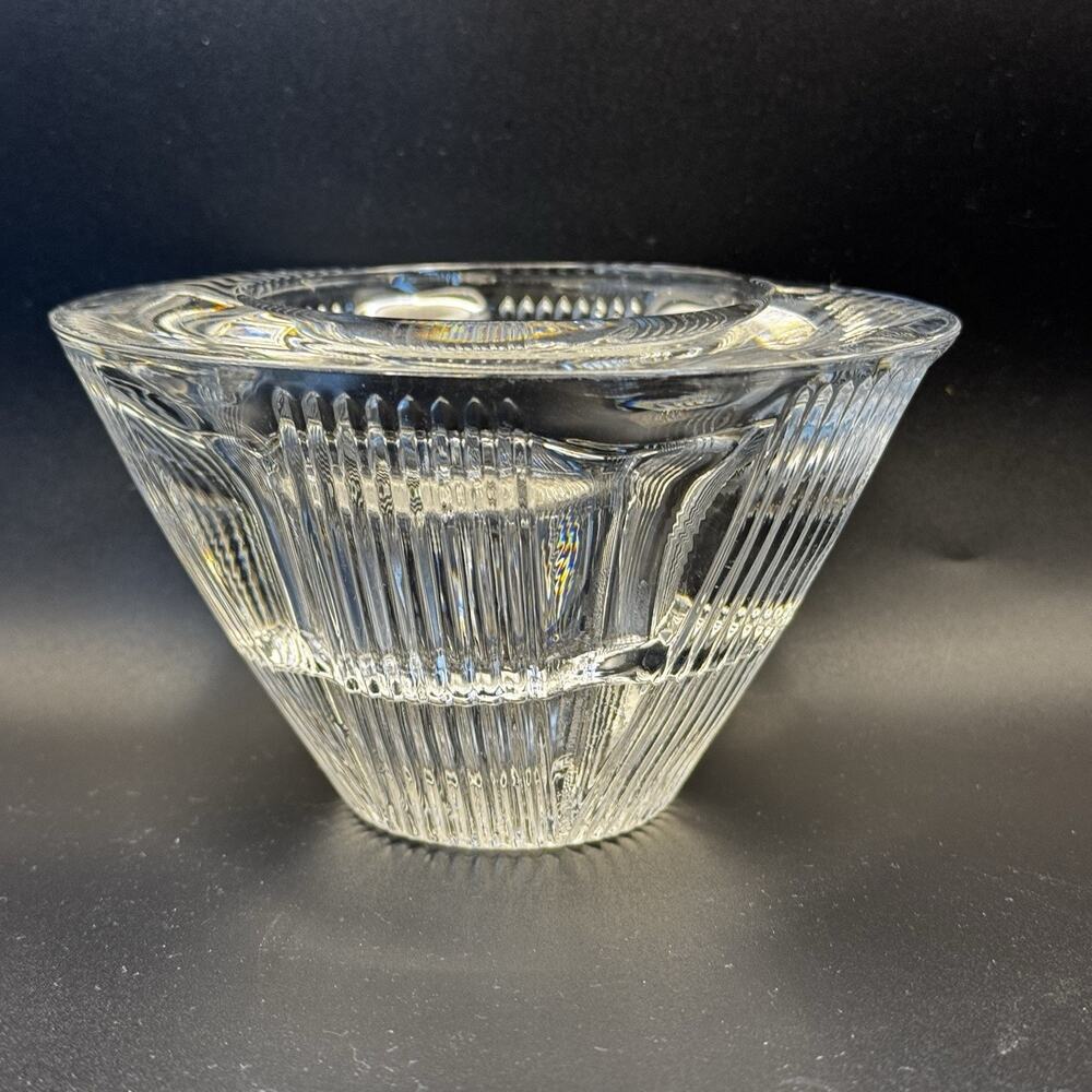Vintage Heavy Crystal Candle Votive Holder Art Deco Mikasa‎